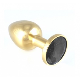 Rimba anal goldcoated plug with black crystal