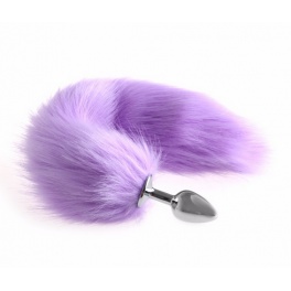 metal anal plug with light violet tail