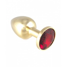 Rimba anal goldcoated plug with red crystal
