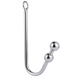 stainless anal hook with 2 beads 30mm
