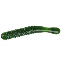 skleněné anální, vaginální dildo - zelená okurka
