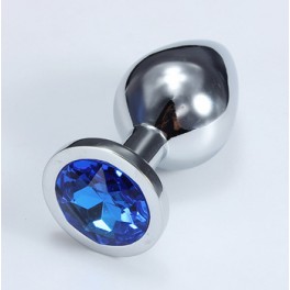 kovový anální kolík s barevným krystalem střední