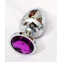 kovový anální kolík s barevným krystalem velký
