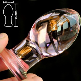 glass anal plug pink 9x4cm