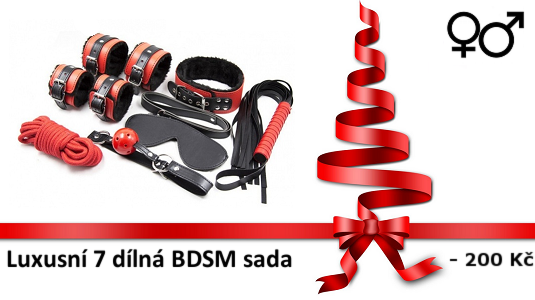 7-d&iacute;ln&aacute; ply&scaron;ov&aacute; bdsm sada černo-červen&aacute;