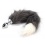 metal anal plug with grey-white tail